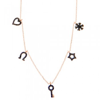 Ασημένιο κολιέ 925 σε ροζ χρώμα με ζιργκόν