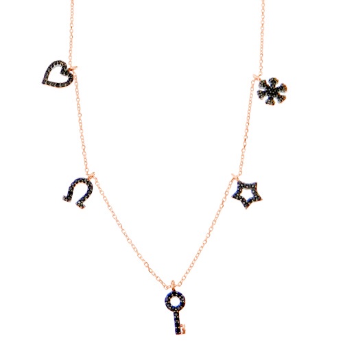 Ασημένιο κολιέ 925 σε ροζ χρώμα με ζιργκόν