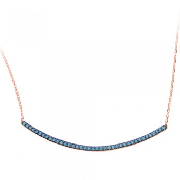 Ασημένιο κολιέ 925 σε ροζ χρώμα με τυρκουάζ