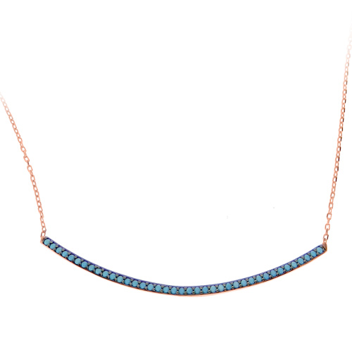 Ασημένιο κολιέ 925 σε ροζ χρώμα με τυρκουάζ