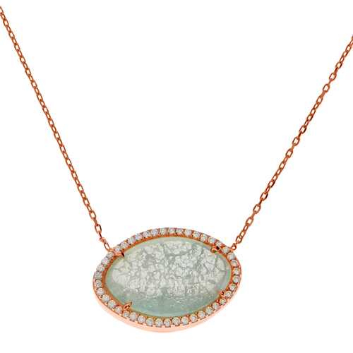 Ασημένιο κολιέ 925 με συνθετικό χαλαζία και ζιργκόν