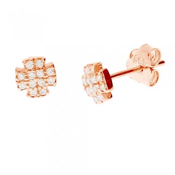 Σκουλαρίκια από ροζ χρυσό Κ14 με ζιργκόν