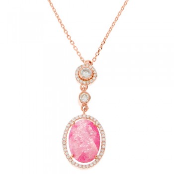 Ασημένιο κολιέ 925 με συνθετικό χαλαζία και ζιργκόν