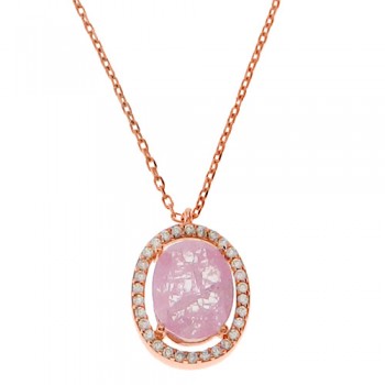 Ασημένιο κολιέ 925 με συνθετικό χαλαζία και ζιργκόν