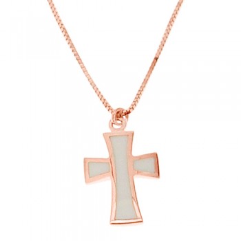 Κολιέ από ροζ χρυσό Κ14 με σμάλτο