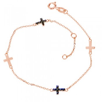 Βραχιόλι από ροζ χρυσό Κ14 με ζιργκόν