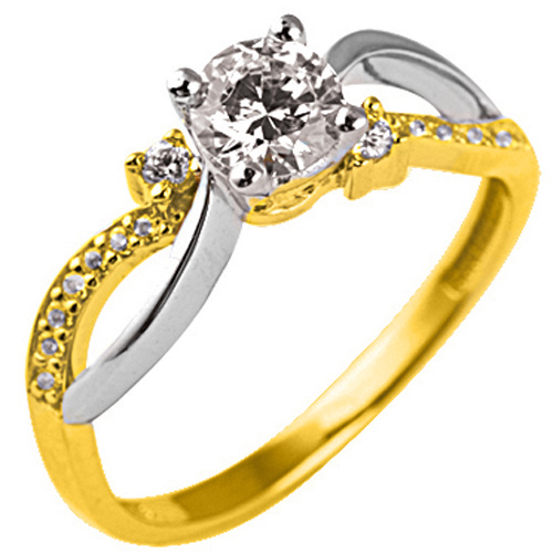 Χρυσό μονόπετρο δαχτυλίδι Κ14 με ζιργκόν