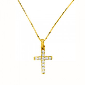 Χρυσός Σταυρός Fashion Κ14 με αλυσίδα