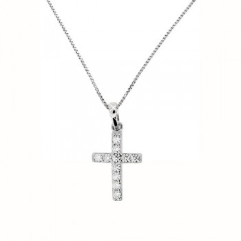 Λευκόχρυσος Σταυρός Fashion Κ14 με αλυσίδα