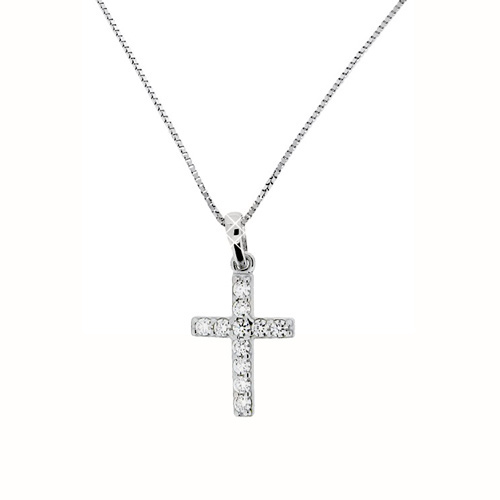 Λευκόχρυσος Σταυρός Fashion Κ14 με αλυσίδα