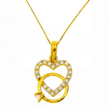 Χρυσό μενταγιόν Κ14 με αλυσίδα