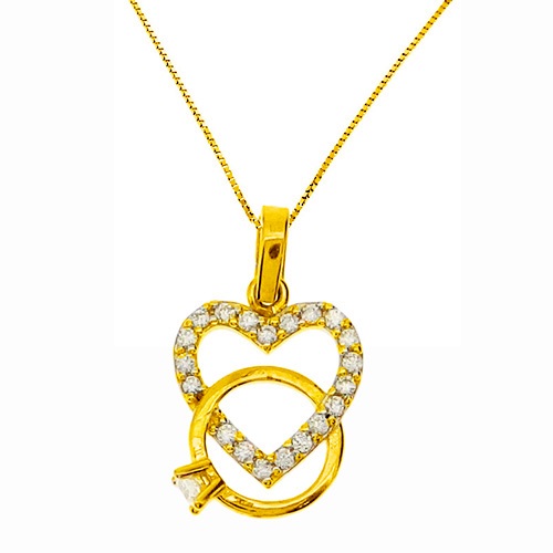 Χρυσό μενταγιόν Κ14 με αλυσίδα