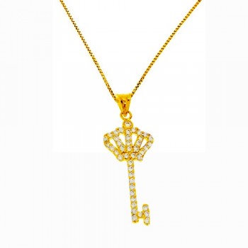 Χρυσό μενταγιόν Κ14 με αλυσίδα