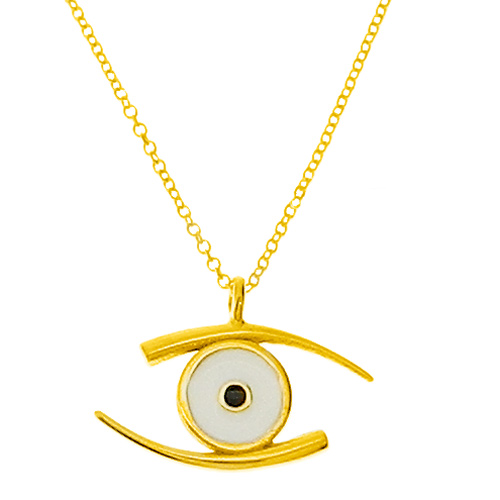 Χρυσό κολιέ μάτι Κ14 με σμάλτο