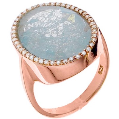 Ασημένιο δαχτυλίδι 925 με συνθετικό χαλαζία και ζιργκόν