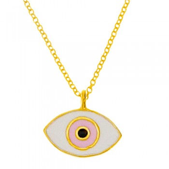 Χρυσό κολιέ μάτι Κ14 με σμάλτο