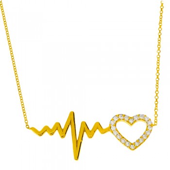 Χρυσό κολιέ καρδιά Κ14 με ζιργκόν