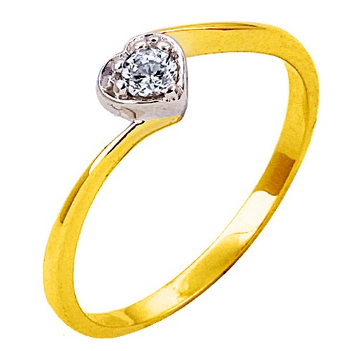 Χρυσό μονόπετρο δαχτυλίδι Κ14 με ζιργκόν