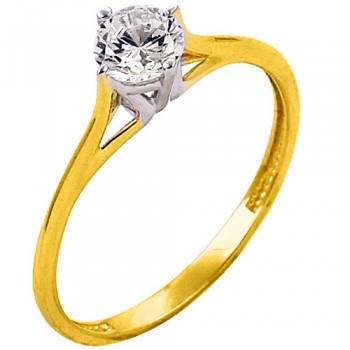 Χρυσό μονόπετρο δαχτυλίδι Κ14 με ζιργκόν