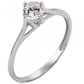 Λευκόχρυσο μονόπετρο δαχτυλίδι Κ14 με ζιργκόν