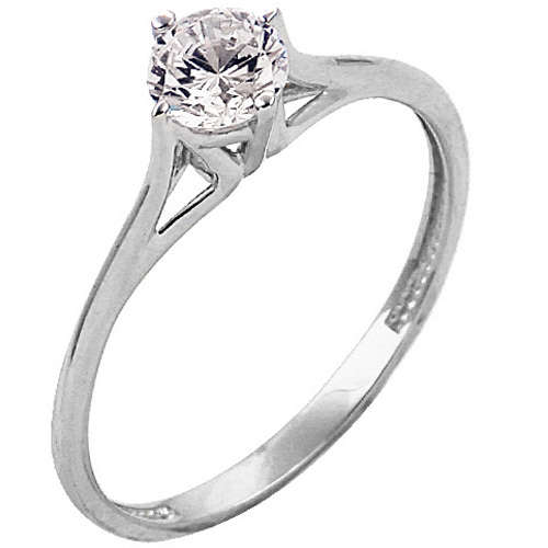 Λευκόχρυσο μονόπετρο δαχτυλίδι Κ14 με ζιργκόν