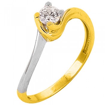 Χρυσό μονόπετρο δαχτυλίδι Κ14 με ζιργκόν