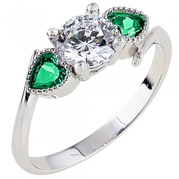 Λευκόχρυσο μονόπετρο δαχτυλίδι Κ14 με ζιργκόν