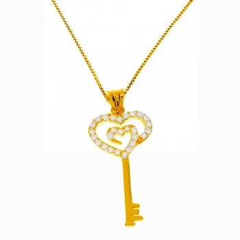 Χρυσό μενταγιόν Κ14 με αλυσίδα