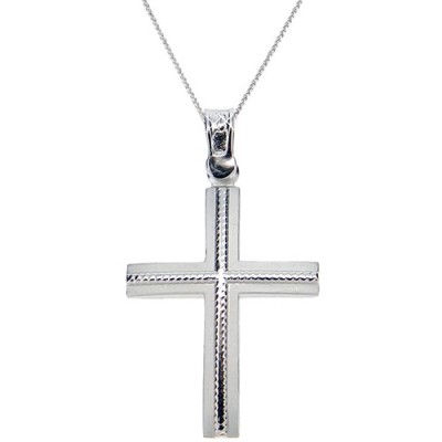Λευκόχρυσος βαπτιστικός σταυρός Κ14 με αλυσίδα