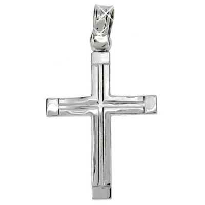 Λευκόχρυσος βαπτιστικός σταυρός Κ14