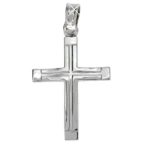 Λευκόχρυσος βαπτιστικός σταυρός Κ14
