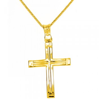 Χρυσός βαπτιστικός σταυρός Κ14 με αλυσίδα