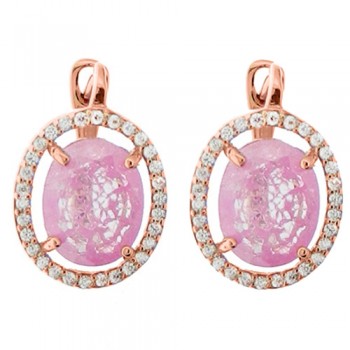 Ασημένια σκουλαρίκια 925 με συνθετικό χαλαζία και ζιργκόν