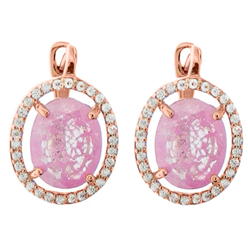 Ασημένια σκουλαρίκια 925 με συνθετικό χαλαζία και ζιργκόν