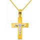 Χρυσός βαπτιστικός σταυρός Κ14 με αλυσίδα