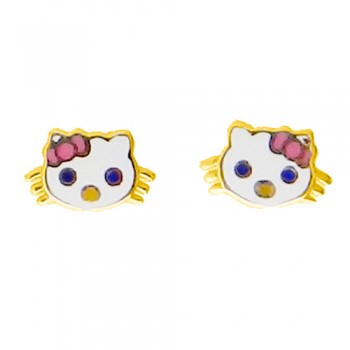 Παιδικά χρυσά σκουλαρίκια Κ14 με σμάλτο