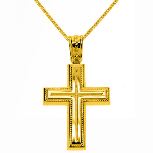 Χρυσός βαπτιστικός σταυρός Κ14 με αλυσίδα