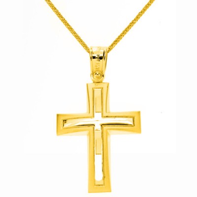 Χρυσός βαπτιστικός σταυρός Κ14 με αλυσίδα
