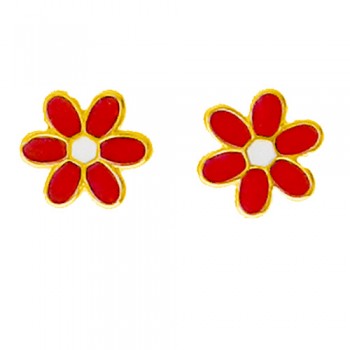 Παιδικά χρυσά σκουλαρίκια Κ14 με σμάλτο