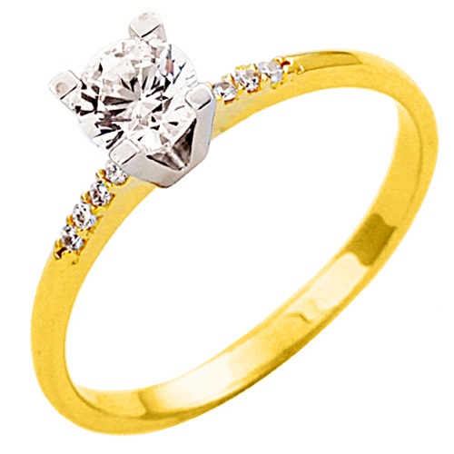 Χρυσό μονόπετρο δαχτυλίδι Κ9 με ζιργκόν