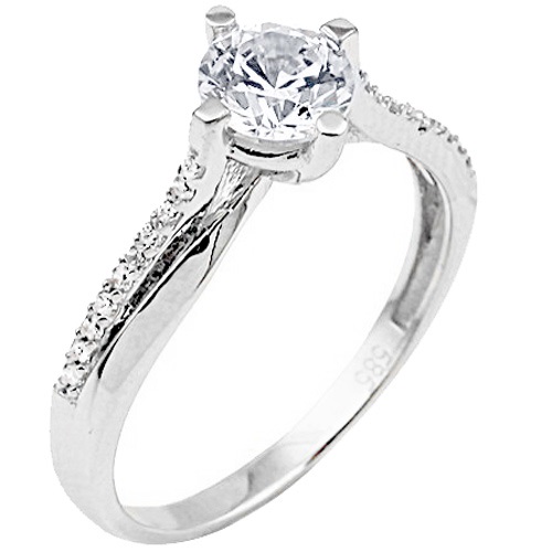 Λευκόχρυσο μονόπετρο δαχτυλίδι Κ9 με ζιργκόν