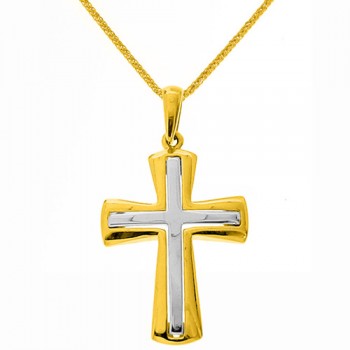 Χρυσός σταυρός fashion Κ14 με αλυσίδα