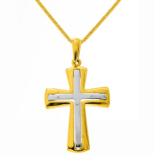 Χρυσός σταυρός fashion Κ14 με αλυσίδα