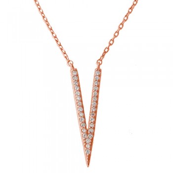 Ασημένιο κολιέ 925 σε ροζ χρώμα με ζιργκόν