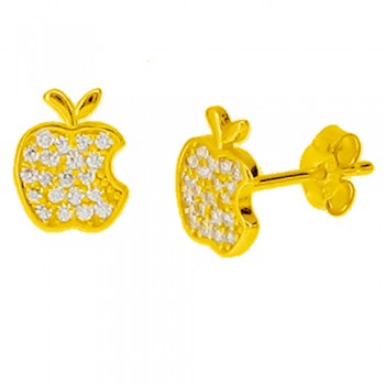 Χρυσά σκουλαρίκια Κ14 με ζιργκόν