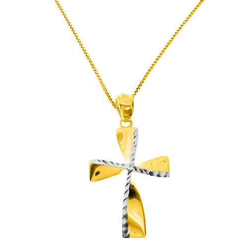 Χρυσός σταυρός fashion Κ14 με αλυσίδα