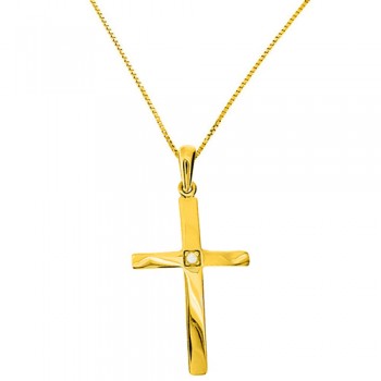 Χρυσός σταυρός fashion Κ14 με αλυσίδα