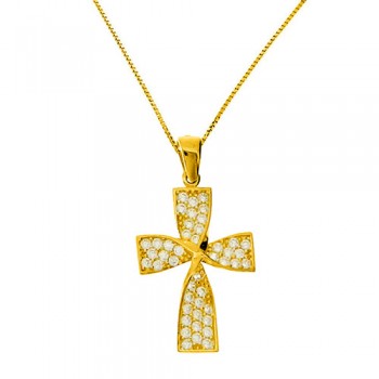 Χρυσός σταυρός fashion Κ14 με αλυσίδα