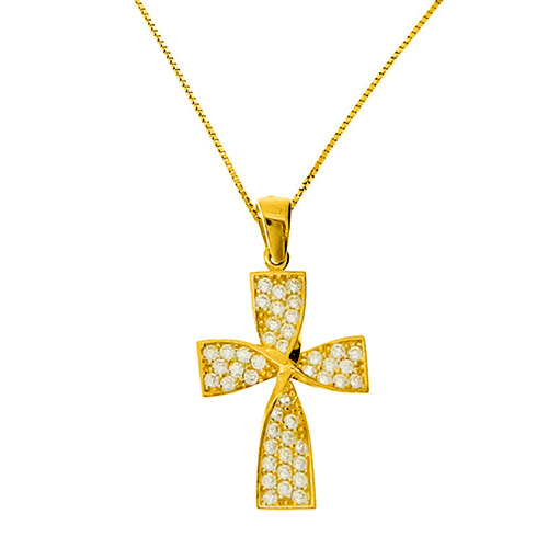 Χρυσός σταυρός fashion Κ14 με αλυσίδα