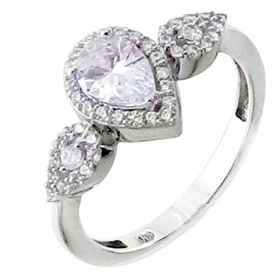 Λευκόχρυσο δαχτυλίδι Κ14 με ζιργκόν